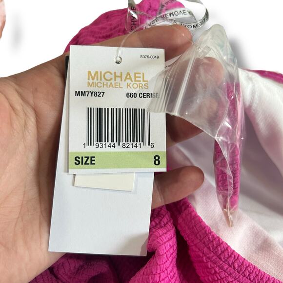 NEW Michael Kors Pink One Piece Swimsuit 8 Cut Out Monokini preppy cute beach - Picture 6 of 7